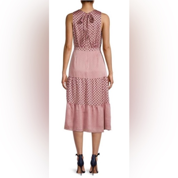 NWOT Ted Baker London Sleeveless Izzie Dusky Pink Polka Dot Back Bow Midi Dress - Picture 9 of 12